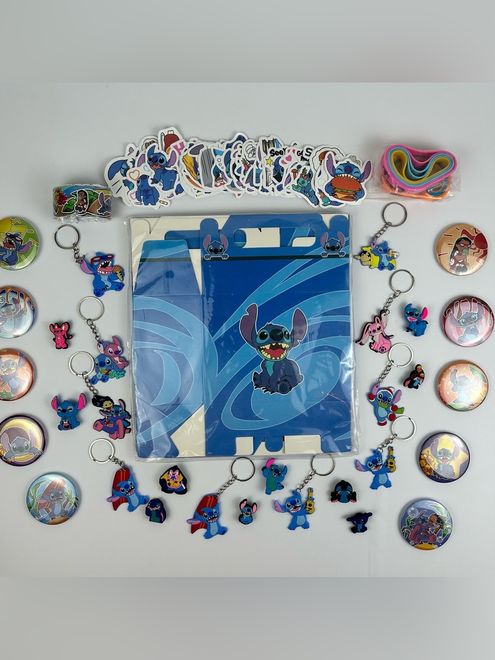 Lilo and Stitch Party Favors Set 110pc Birthday Supplies Keychains Pins
